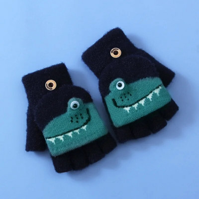 Väikelapsed Talvised kootud sõrmedeta multifilmikindad, paksud soojad õues kasutatavad kabriolett, klapitavad poolsõrmekindad 6-10 a