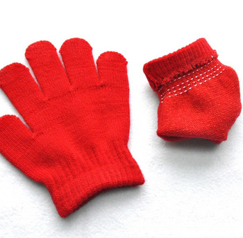 Детски плетени ръкавици Зима Детска детска градина Ученик Плътни пухкави ръкавици с пръсти Писане Топли ръце за 3-7 години