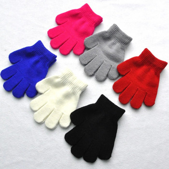 Детски плетени ръкавици Зима Детска детска градина Ученик Плътни пухкави ръкавици с пръсти Писане Топли ръце за 3-7 години