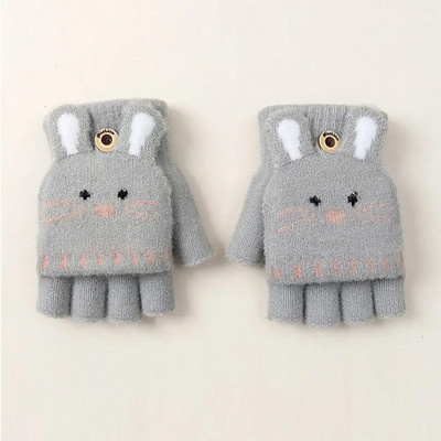 Χειμερινά παιδικά χαριτωμένα πλεκτά γάντια κινουμένων σχεδίων Γάντι με μισό δάχτυλο, ζεστό παχύρρευστο παιδικό γάντι