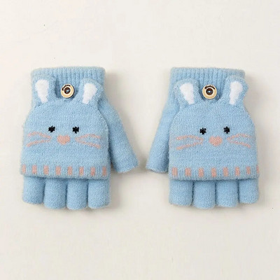 Χειμερινά παιδικά χαριτωμένα πλεκτά γάντια κινουμένων σχεδίων Γάντι με μισό δάχτυλο, ζεστό παχύρρευστο παιδικό γάντι