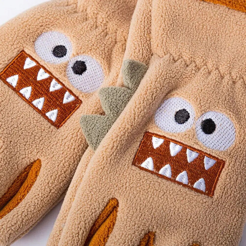Iarnă drăguț model de desene animate pentru copii îngroșate mănuși calde pentru băieți fete 6-12 ani fleece mănuși rezistente la vânt Ciclism schi mănuși