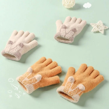 1 Ζευγάρι χαριτωμένα γάντια κινουμένων σχεδίων με μισό δάχτυλο Χειμερινά παιδιά Παχύ ζεστά πλεκτά γάντια Μαθητές Αγόρια κορίτσια Γάντια γραφής