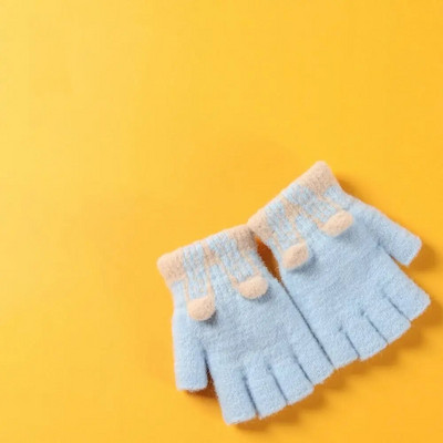 1 pereche de mănuși drăguțe cu jumătate de deget de iarnă pentru copii, mănuși tricotate calde îngroșate, studenți, băieți, fete, pentru scris