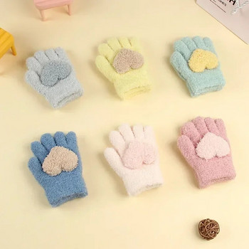 Зимни плетени ръкавици Анимационни топли ръкавици Малки деца На открито Анимационни шарки Сладки ръкавици за деца Деца Бебешки момичета Момчета 1-3Y/O