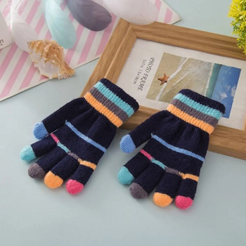 1 чифт анимационни бебешки ръкавици, зимни топли детски дебели ръкавици за момичета, детски плетени ръкавици с ръкавици, деца 5-10 години