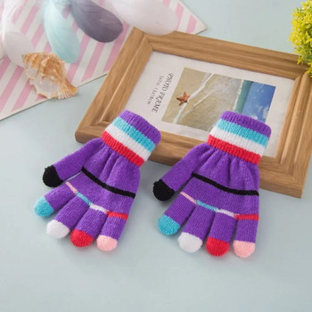 1 чифт анимационни бебешки ръкавици, зимни топли детски дебели ръкавици за момичета, детски плетени ръкавици с ръкавици, деца 5-10 години