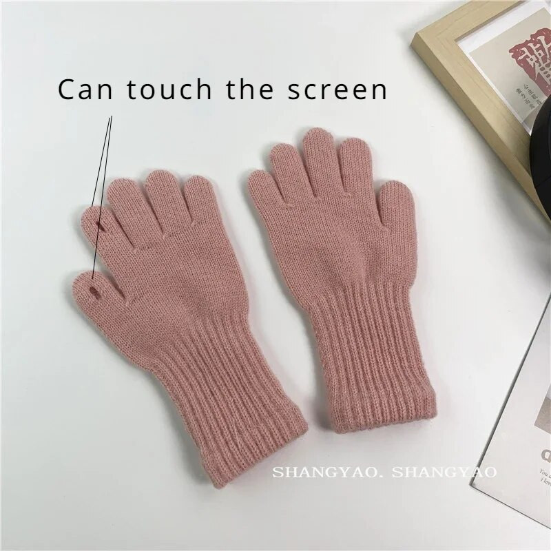 3-10 metų Vaikų Pirštinės Šiltos Žieminės Pirštinės Megztos Vilnonės Vaikiškos Kumštinės pirštinės su jutikliniu ekranu Pirštinės Žieminiai Aksesuarai Vaikams