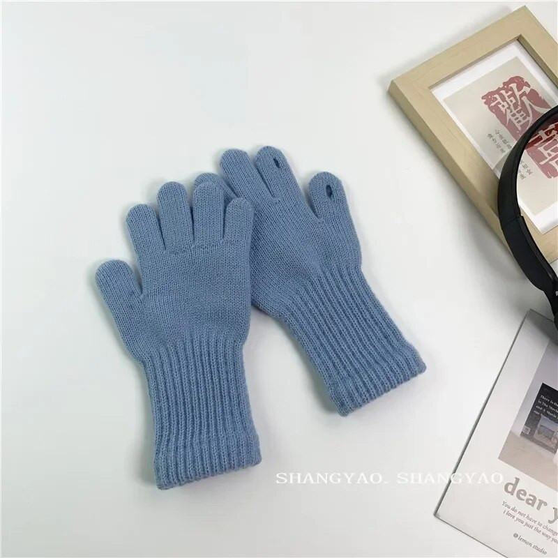 3-10 metų Vaikų Pirštinės Šiltos Žieminės Pirštinės Megztos Vilnonės Vaikiškos Kumštinės pirštinės su jutikliniu ekranu Pirštinės Žieminiai Aksesuarai Vaikams
