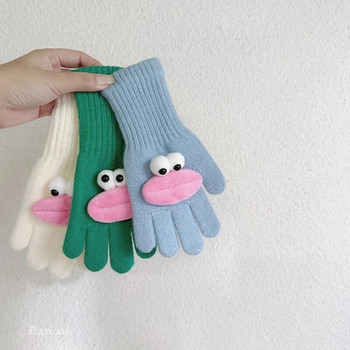 & Забавни плетени ръкавици за деца Меки и топли ръкавици с пет пръста за момчета Момичета Пазете децата си топли в подарък