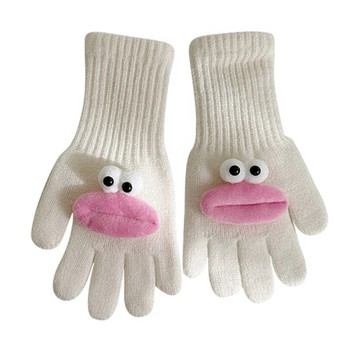 & Забавни плетени ръкавици за деца Меки и топли ръкавици с пет пръста за момчета Момичета Пазете децата си топли в подарък