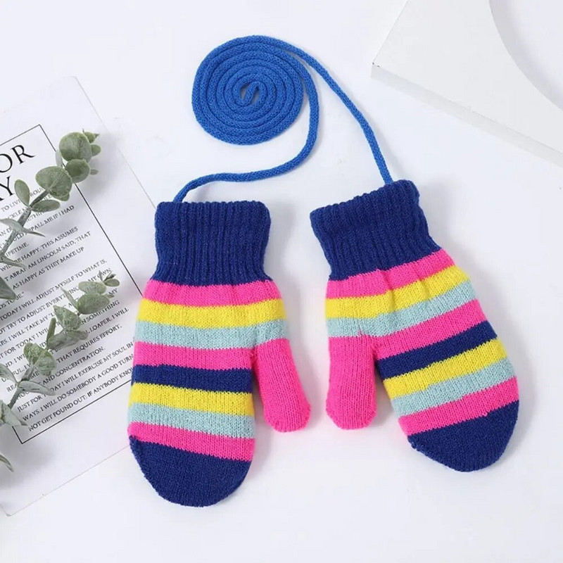 Kūdikių animacinių filmų juostelės storos kumštinės pirštinės žiemai šiltos vaikams berniukams mergaitėms pirštinės vaikams megztos pirštinės žieminės pirštinės vaikams 4-12 m.