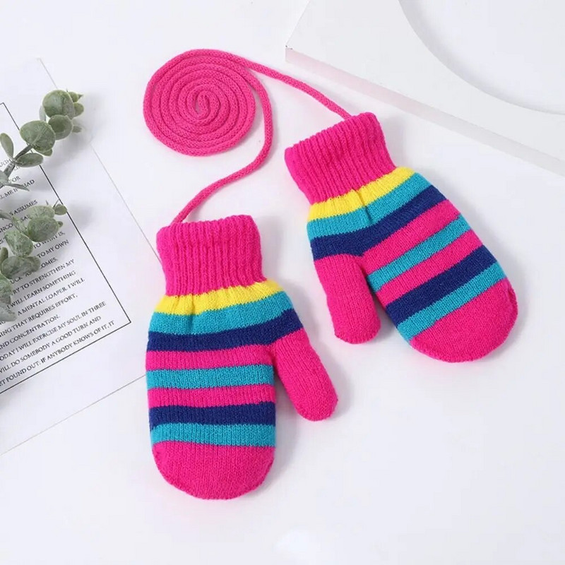 Kūdikių animacinių filmų juostelės storos kumštinės pirštinės žiemai šiltos vaikams berniukams mergaitėms pirštinės vaikams megztos pirštinės žieminės pirštinės vaikams 4-12 m.