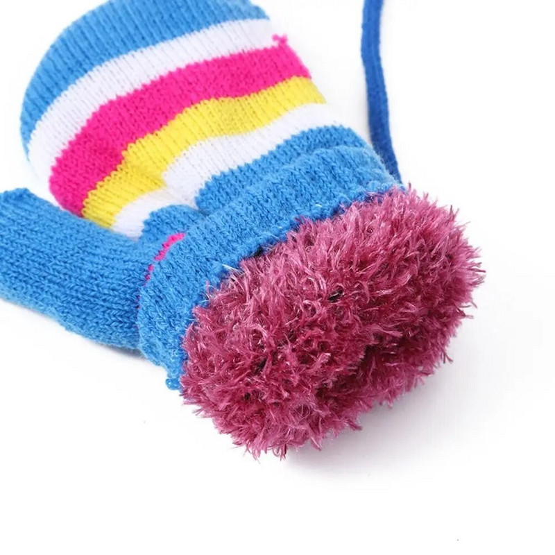 Kūdikių animacinių filmų juostelės storos kumštinės pirštinės žiemai šiltos vaikams berniukams mergaitėms pirštinės vaikams megztos pirštinės žieminės pirštinės vaikams 4-12 m.