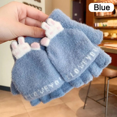 Χειμωνιάτικα ζεστά παιδιά Πλεκτά μάλλινα γάντια Γάντια με μισό δάχτυλο Παχιά αντιανεμικά γάντια χαριτωμένα γάντια κινουμένων σχεδίων για 4-10 χρόνια