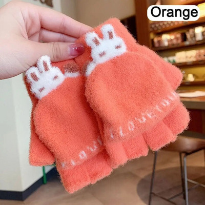 Χειμωνιάτικα ζεστά παιδιά Πλεκτά μάλλινα γάντια Γάντια με μισό δάχτυλο Παχιά αντιανεμικά γάντια χαριτωμένα γάντια κινουμένων σχεδίων για 4-10 χρόνια