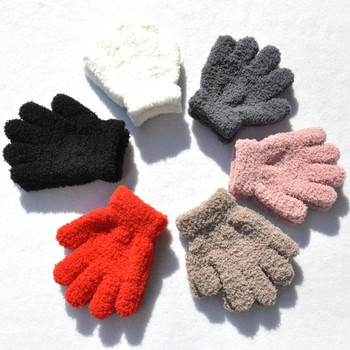 Нови детски ръкавици от 1 до 4 г. Зимни бебешки плюшени коралови ръкавици Малки деца с пълни пръсти Сладки ръкавици с ръкавици Топли ветроустойчиви ръкавици за момчета и момичета