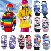 Νέα Παιδικά Χειμερινά Χιόνια Ζεστά Γάντια Παιδικά Αγόρια Κορίτσια Σκι Γάντια Snowboard Εξωτερικά Αντιανεμικά Αδιάβροχα Χονδρά Γάντια για 3-5 χρόνια