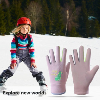Παιδικά γάντια Αντιανεμικά γάντια Αδιάβροχη εκτύπωση κινουμένων σχεδίων Παιδικά γάντια ποδηλασίας με φλις επένδυση εξωτερικού χώρου Thermal για το χειμώνα