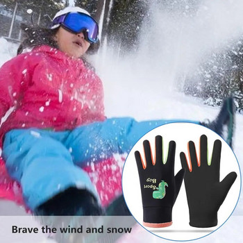 Детски ръкавици Ветроустойчиви ръкавици Водоустойчиви Детски колоездачни ръкавици с анимационен принт с поларена подплата Термични на открито за зимата