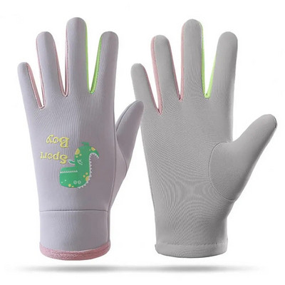 Detské rukavice, vetruodolné rukavice, vodeodolné detské cyklistické rukavice s kreslenou potlačou a flísovou podšívkou, vonkajšie termálne na zimu