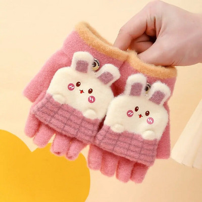 Zimske, tople, deblje, dječje rukavice, navlaka za ruke, slatki zečevi, pletene rukavice za van, dječje polu/pune prste Garancije za 8-15 godina