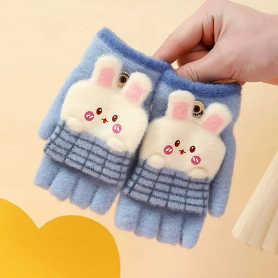 Zimske, tople, deblje, dječje rukavice, navlaka za ruke, slatki zečevi, pletene rukavice za van, dječje polu/pune prste Garancije za 8-15 godina