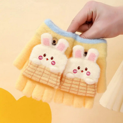 Zimske, tople, deblje, dječje rukavice, navlaka za ruke, slatki zečevi, pletene rukavice za van, dječje polu/pune prste Garancije za 8-15 godina