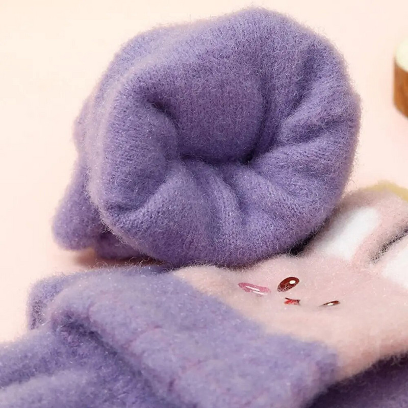 Zimske, tople, deblje, dječje rukavice, navlaka za ruke, slatki zečevi, pletene rukavice za van, dječje polu/pune prste Garancije za 8-15 godina