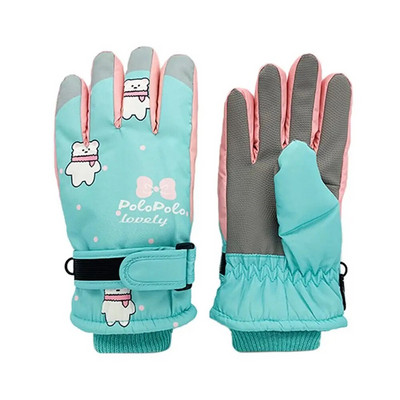 1 Ζεύγος αντιανεμικά παιδικά γάντια σκι Παχύς ζεστό χιόνι Γάντια σνόουμπορντ Γάντια αθλητικών εξωτερικού χώρου Κοριτσίστικα γάντια ποδηλασίας 6~12 ετών