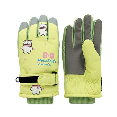 1 Ζεύγος αντιανεμικά παιδικά γάντια σκι Παχύς ζεστό χιόνι Γάντια σνόουμπορντ Γάντια αθλητικών εξωτερικού χώρου Κοριτσίστικα γάντια ποδηλασίας 6~12 ετών
