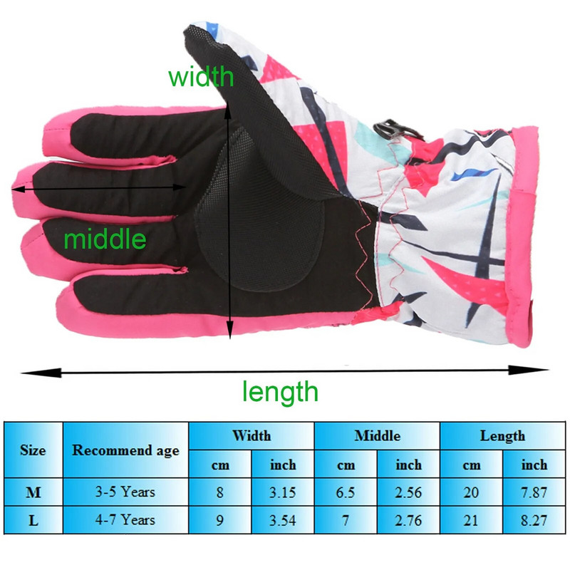 3-8Y Kids Girls Snow Snowboard Gloves Thicken Ζεστά αδιάβροχα παιδικά γάντια σκι Γάντια υπαίθριου αθλητισμού Γάντια ποδηλασίας σκι