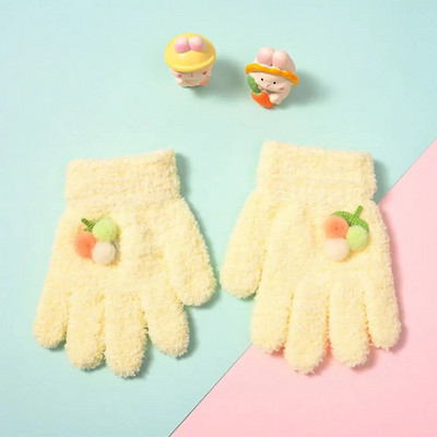 Χειμερινά παιδικά χαριτωμένα βελούδινα πλεκτά γάντια ζεστά χοντρά γάντια Full Finger Guantes Παιδικά γάντια γραφής για αγόρια κορίτσια 4-12 ετών