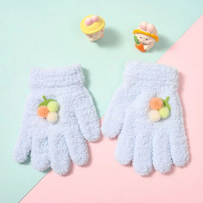 Χειμερινά παιδικά χαριτωμένα βελούδινα πλεκτά γάντια ζεστά χοντρά γάντια Full Finger Guantes Παιδικά γάντια γραφής για αγόρια κορίτσια 4-12 ετών