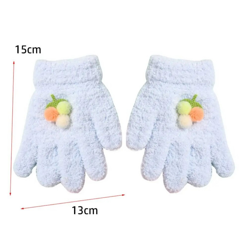 Χειμερινά παιδικά χαριτωμένα βελούδινα πλεκτά γάντια ζεστά χοντρά γάντια Full Finger Guantes Παιδικά γάντια γραφής για αγόρια κορίτσια 4-12 ετών