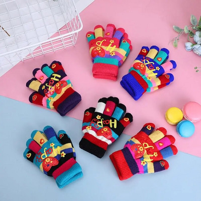 Funny Cartoon Baby Mittens Winter Warm Kids Girl Gloves Children Knitted Mitten Kids Outdoors Thicken Gloves 3-7 Years