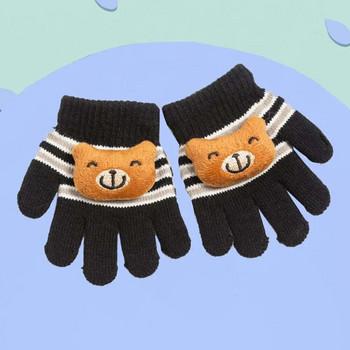 Плетене на дебели топли детски ръкавици Зимни меки ръкавици с пръсти Детски детски ръкавици с пълни пръсти Детски ръкавици Сладки топли ръкавици за малко дете 1-4 години