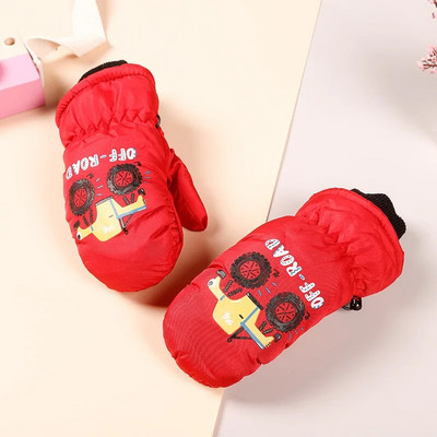 Kūdikių vaikiškos pirštinės žiemai, šiltos storos, atsparios vėjui animacinio rašto pirštinės pirštinės, skirtos vaikams, mažiems berniukams, mergaitėms 2–5 m.