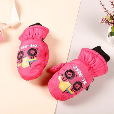 Kūdikių vaikiškos pirštinės žiemai, šiltos storos, atsparios vėjui animacinio rašto pirštinės pirštinės, skirtos vaikams, mažiems berniukams, mergaitėms 2–5 m.