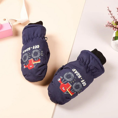 Kūdikių vaikiškos pirštinės žiemai, šiltos storos, atsparios vėjui animacinio rašto pirštinės pirštinės, skirtos vaikams, mažiems berniukams, mergaitėms 2–5 m.