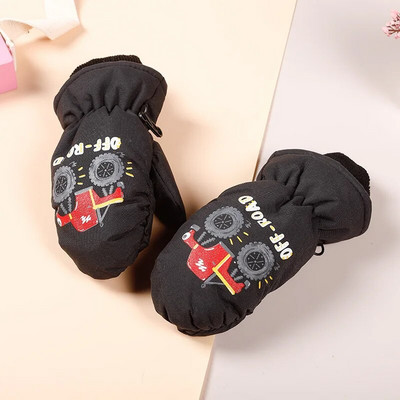 Kūdikių vaikiškos pirštinės žiemai, šiltos storos, atsparios vėjui animacinio rašto pirštinės pirštinės, skirtos vaikams, mažiems berniukams, mergaitėms 2–5 m.