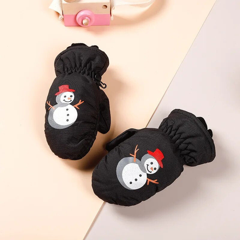 Kūdikių vaikiškos pirštinės žiemai, šiltos storos, atsparios vėjui animacinio rašto pirštinės pirštinės, skirtos vaikams, mažiems berniukams, mergaitėms 2–5 m.