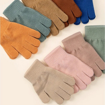 7-9 ετών Χειμώνας Παιδικά Χονδρά Πλεκτά Γάντια Καραμέλα Χρώμα Ζεστά Λούτρινα Γάντια Παιδιά Χειμερινά Μικρά Παιδικά Ακρυλικά Γάντια Πλήρους Δακτύλου