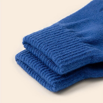 7-9 години зимни детски удебелени плетени ръкавици бонбонени топли плюшени ръкавици, детски зимни детски акрилни ръкавици с пълни пръсти