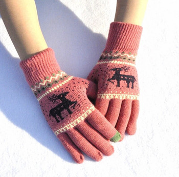 Warmom Elk Christmas Tree Зимна топлина и кадифе Дебели плетени ръкавици Детски ръкавици Зимни топли коледни подаръци Детски ръкавици