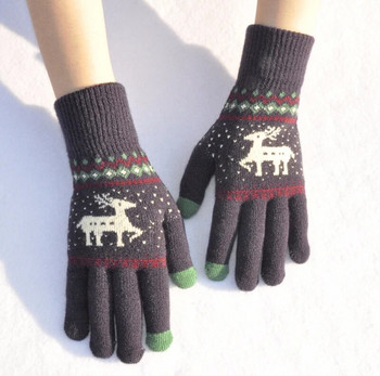 Warmom Elk Christmas Tree Зимна топлина и кадифе Дебели плетени ръкавици Детски ръкавици Зимни топли коледни подаръци Детски ръкавици