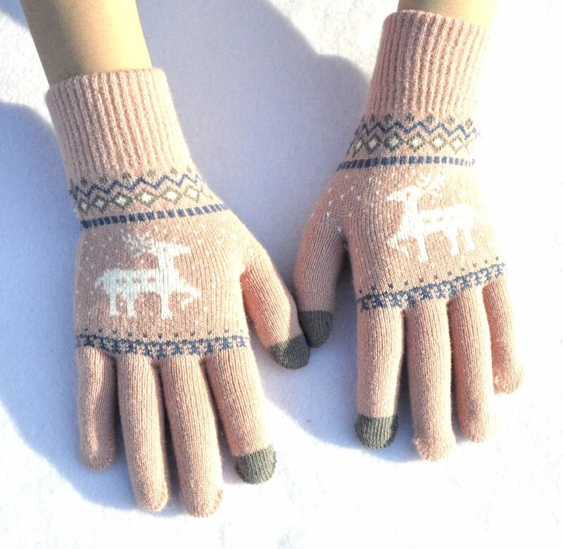 Šiltos briedžio eglutės žiemos šiluma ir aksominės storos megztos pirštinės vaikams pirštinės žiemai šiltos kalėdinės dovanos vaikams kumštinės pirštinės