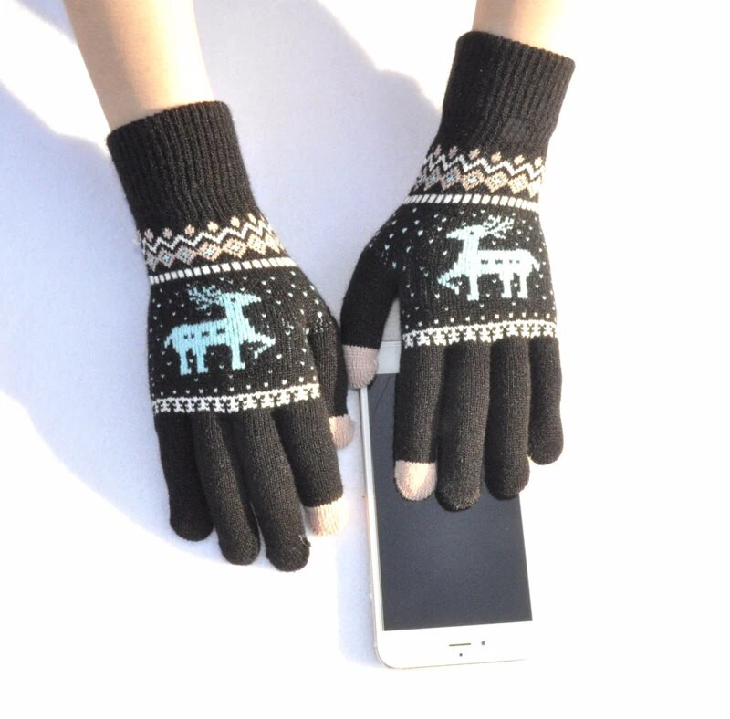 Šiltos briedžio eglutės žiemos šiluma ir aksominės storos megztos pirštinės vaikams pirštinės žiemai šiltos kalėdinės dovanos vaikams kumštinės pirštinės