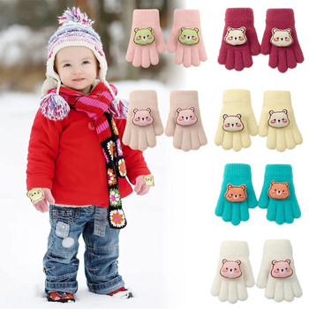 3D сладки детски ръкавици Baer за 2-6 години Удебелени плетени ръкавици за деца Момчета Момичета Топли зимни ръкавици за игра на открито