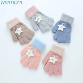 „Warmom“ vaikiškos pirštinės rudens ir žiemos animacinių filmų mielas žakardo saldainių spalvos megztos pirštinės, skirtos 6–13 m. kūdikių pirštinėms.